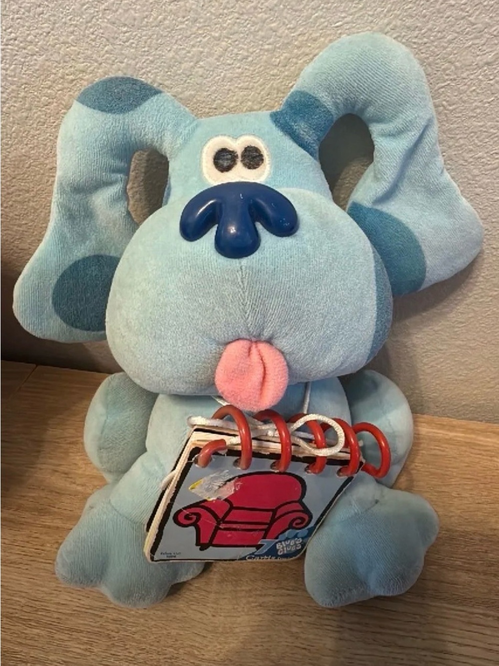 Vintage Blue's Clues Plush Dog with Tongue and Book